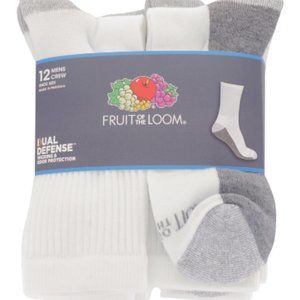 Fruit of the Loom Crew Socks for men 6 Pack White